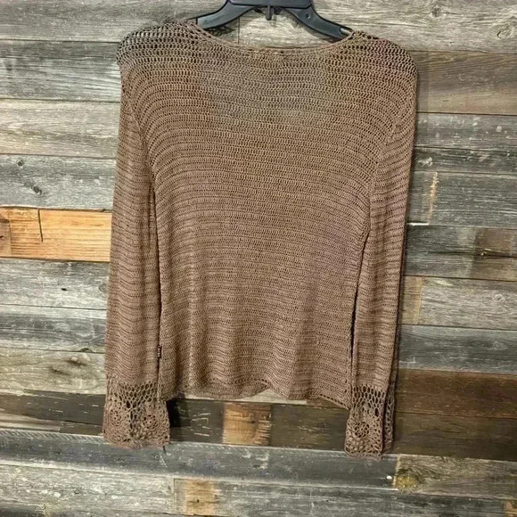 BCBGMAXAZRIA Vintage Y2K  Crochet Knit Bell Sleeve Sweater - Picture 6 of 7